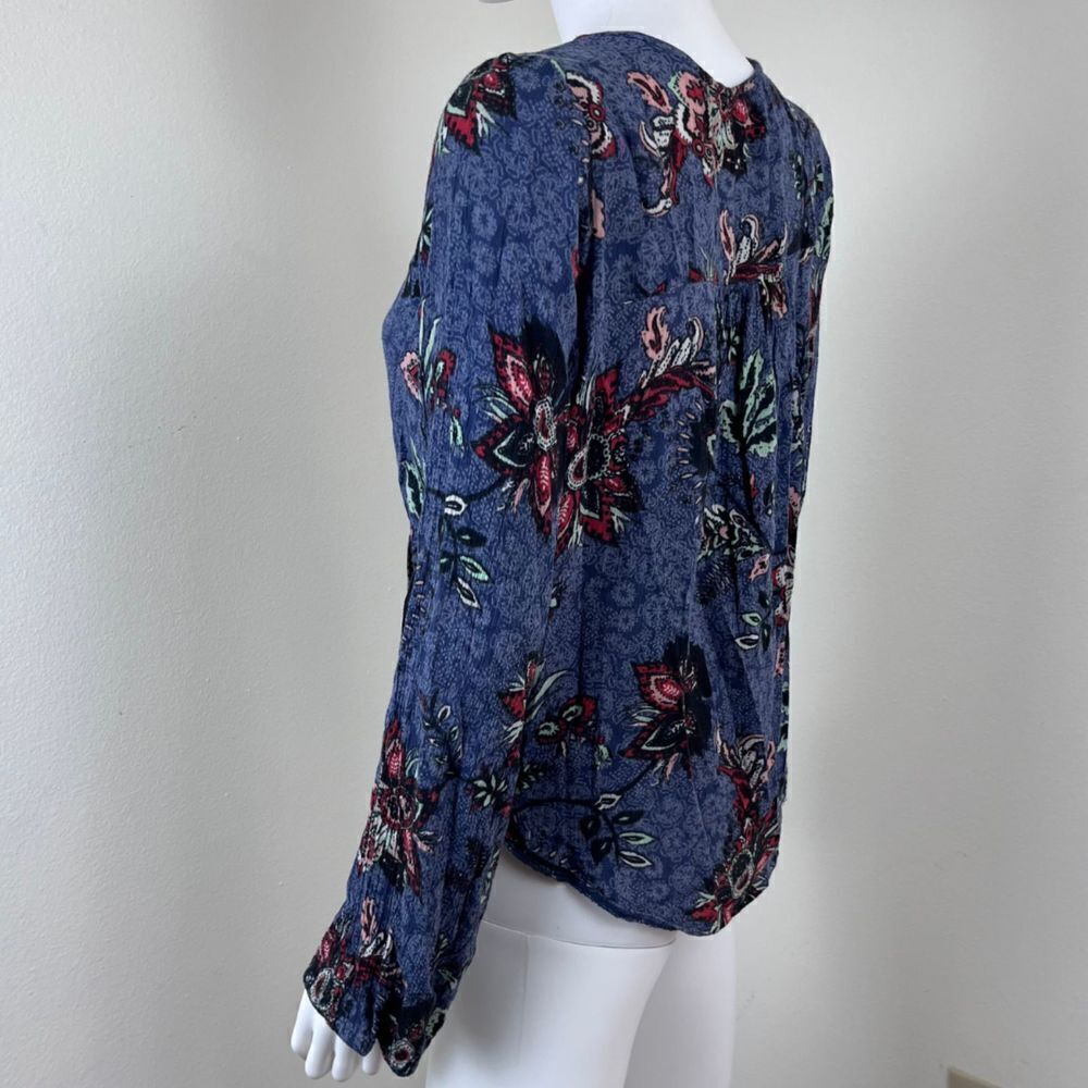 Hollister Size M Faux Wrap Paisley Bell Sleeve High Low Boho Cotton Festival Top - Picture 4 of 12